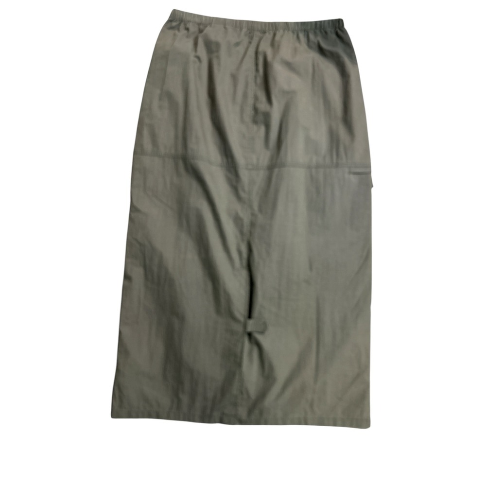Eddie Bauer Womens Large Olive Green Cotton Nylon Cargo Maxi Skirt‎ Utility Gorp
